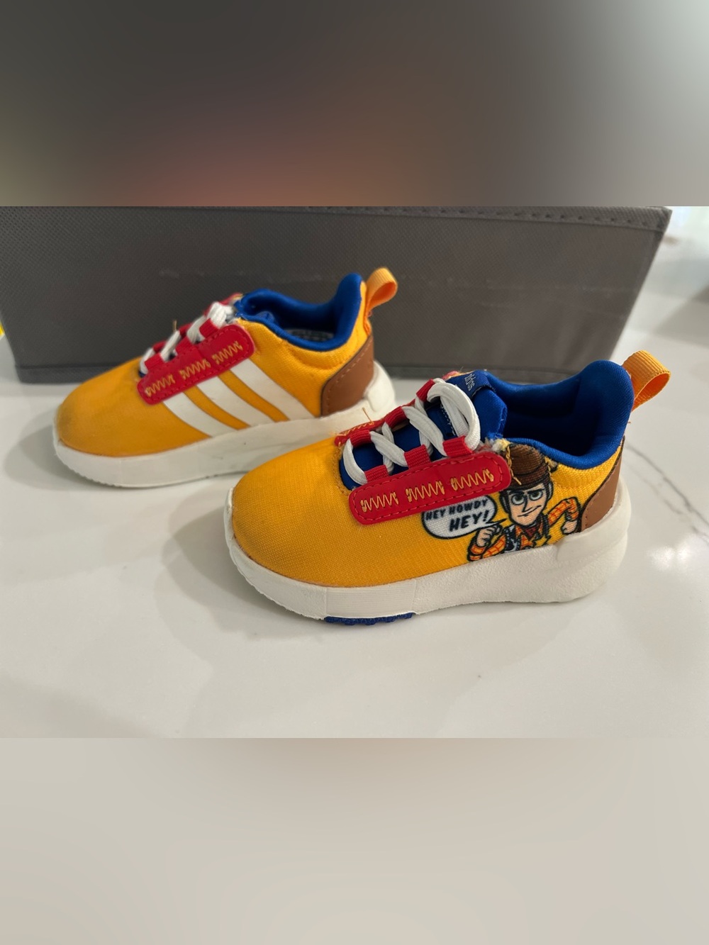 Baby Adidas x Disney Toy Story Woody Yellow Cartoon Slip-On Athletic Sneakers 4k